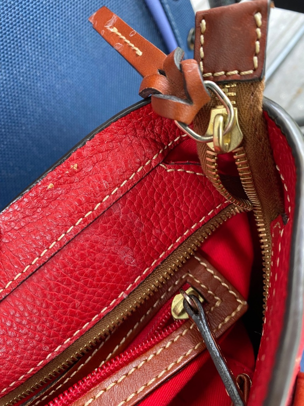 DOONEY & BOURKE Red Pebble Leather Small Lexington Tote Bag GUC - Picture 6 of 17